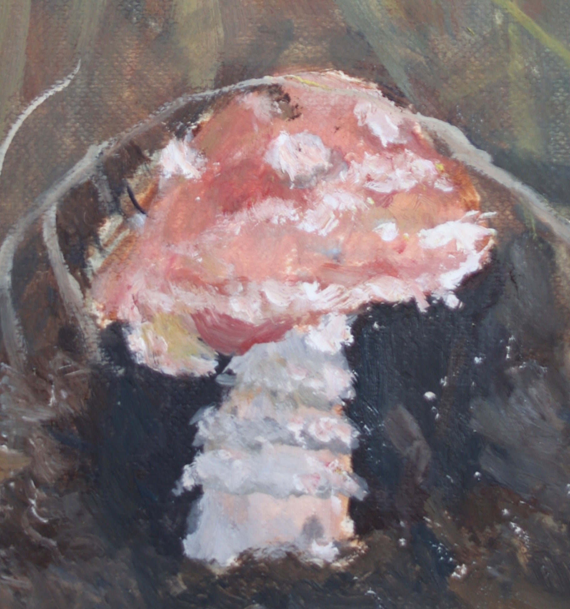Muchomorek 15x21 cm obraz olejny na papierze bawełnianym