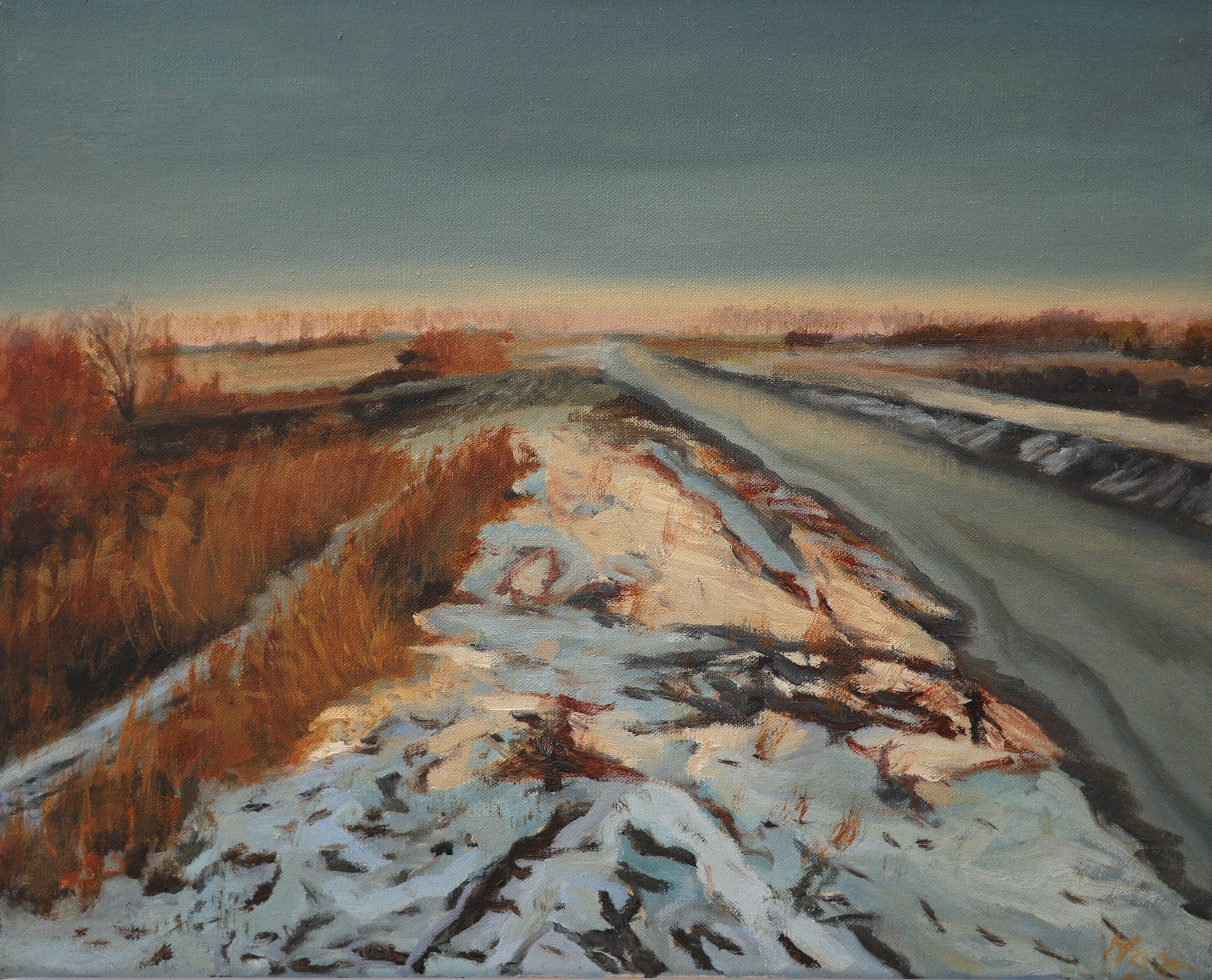 Zimowy spacer 40x50 cm obraz olejny na płótnie