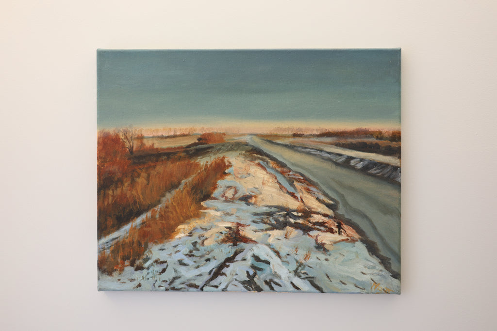 Zimowy spacer 40x50 cm obraz olejny na płótnie