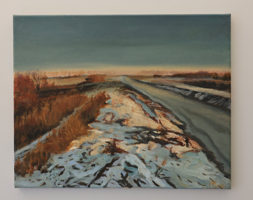 Zimowy spacer 40x50 cm obraz olejny na płótnie