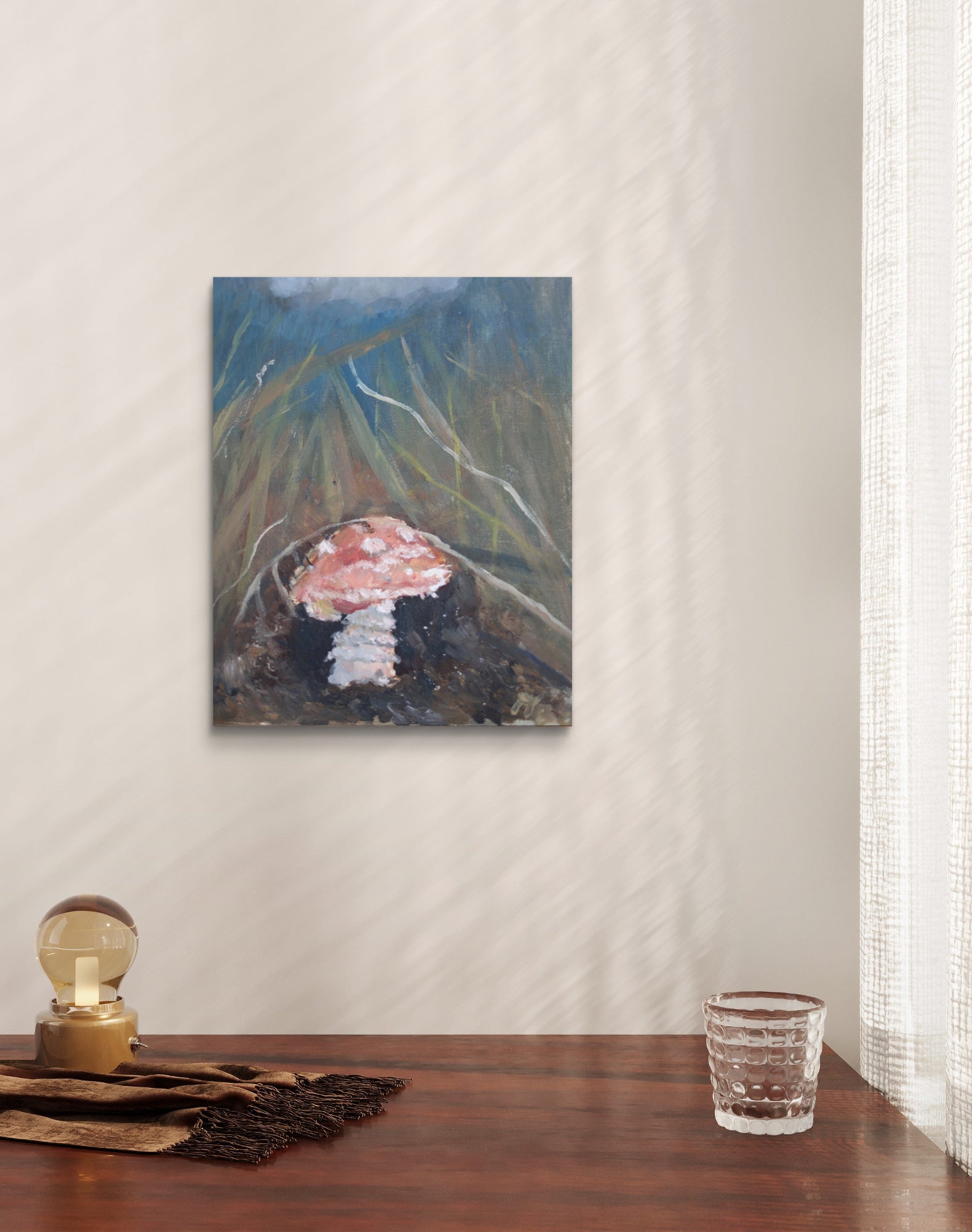 Muchomorek 15x21 cm obraz olejny na papierze bawełnianym