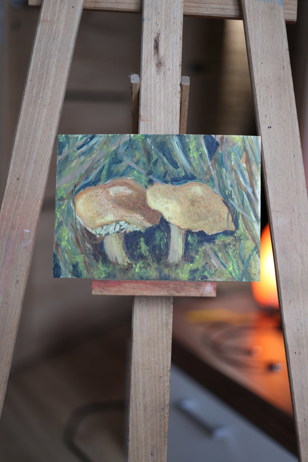 Gąski 15x21 cm obraz olejny na papierze bawełnianym